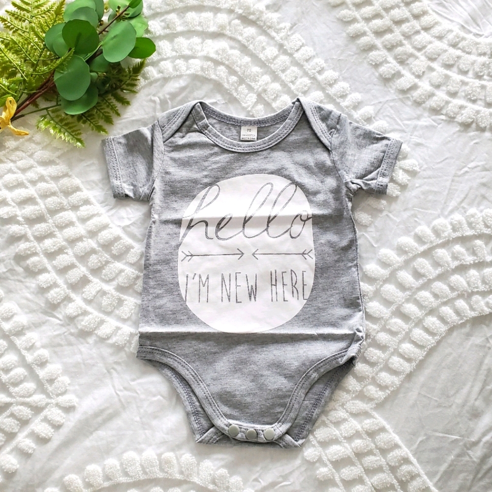 "Hello, I'm New Here" New Baby Onesie